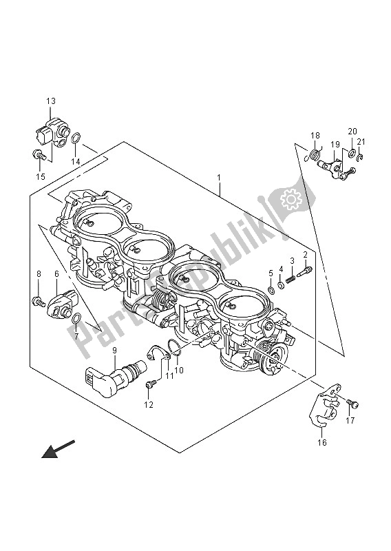 All parts for the Throttle Body of the Suzuki GSX R 1000A 2016