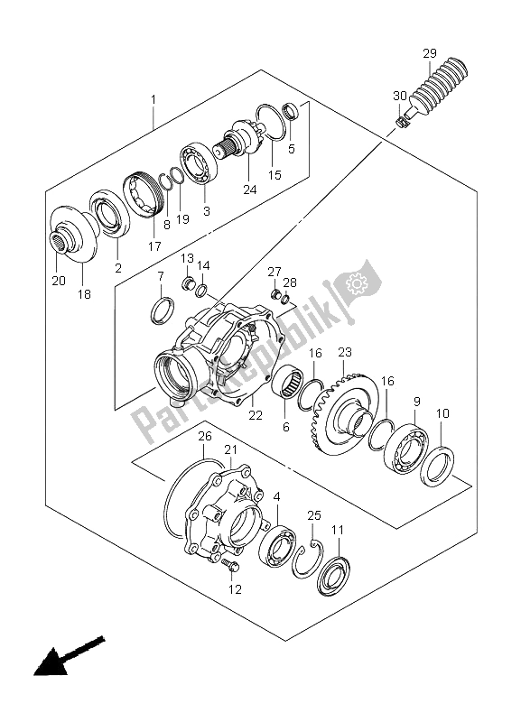 All parts for the Final Bevel Gear of the Suzuki LT Z 250 Quadsport 2009