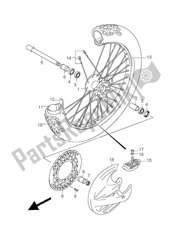 All parts for the Front Wheel (rm250z) of the Suzuki RM 250 Z 2006