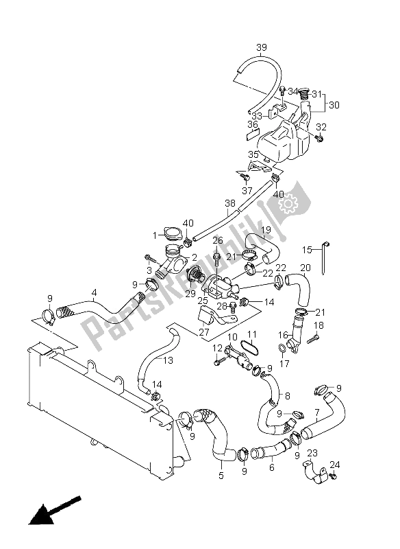 All parts for the Radiator Hose of the Suzuki GSF 1250A Bandit 2011