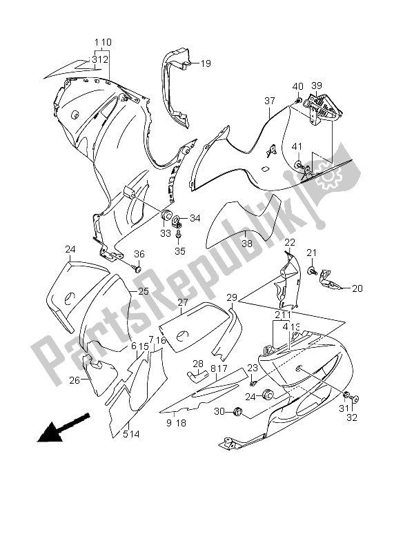 Todas las partes para Bajo Carenado de Suzuki GSX 1300R Hayabusa 2009