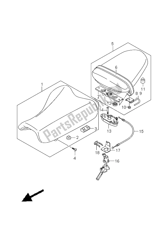 All parts for the Seat of the Suzuki GSX R 1000 2006