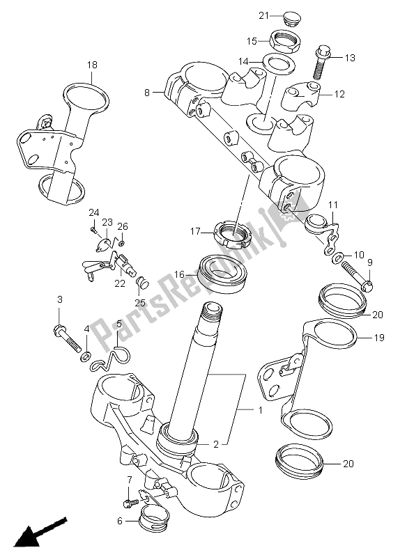 Toutes les pièces pour le Support De Fourche Avant (e24) du Suzuki DR Z 400E 2005