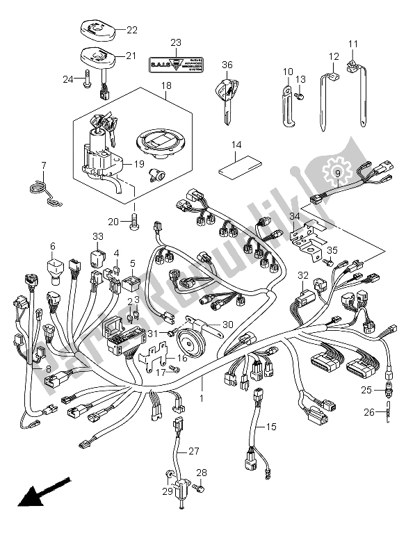 Todas las partes para Mazo De Cables (gsx1300r-ru2 E2-e14-e19-e24-e51) de Suzuki GSX 1300R Hayabusa 2008