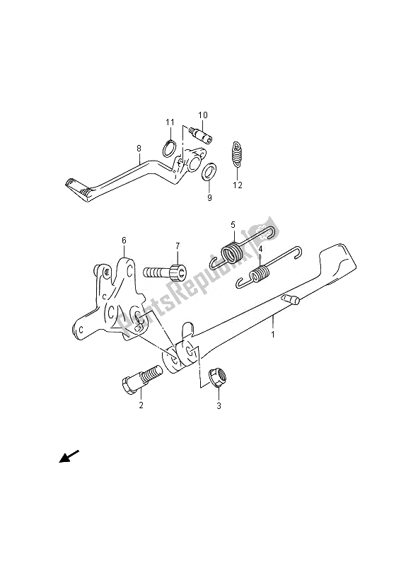 All parts for the Stand of the Suzuki GSX 1300 RA Hayabusa 2014