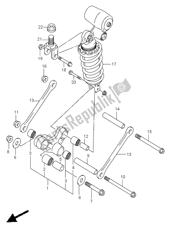 Toutes les pièces pour le Levier De Coussin Arrière du Suzuki GSX R 600 2002