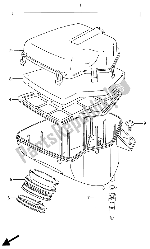 All parts for the Air Cleaner of the Suzuki RG 125 FU 1994