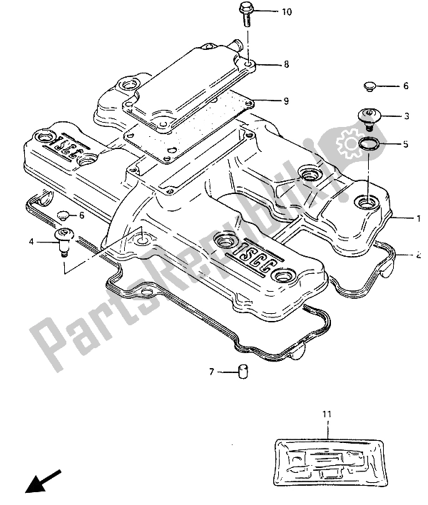 All parts for the Cylinder Head Cover of the Suzuki GSX 750 Esefe 1985