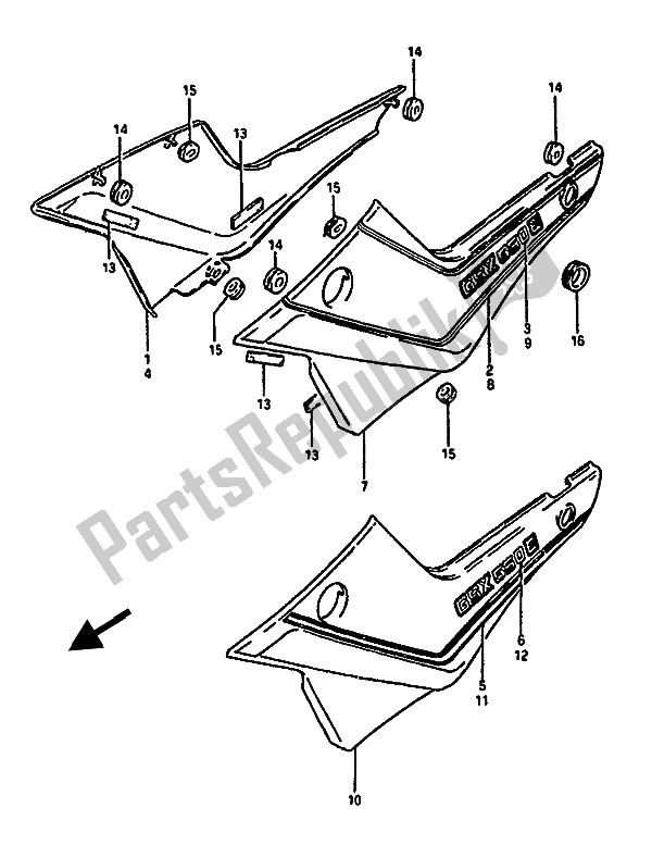 Tutte le parti per il Copertura Del Telaio (gsx550e-eu) del Suzuki GSX 550 1985