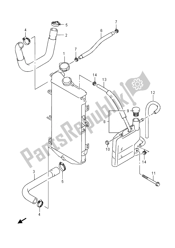 All parts for the Radiator Hose (an650z E02) of the Suzuki AN 650Z Burgman Executive 2014