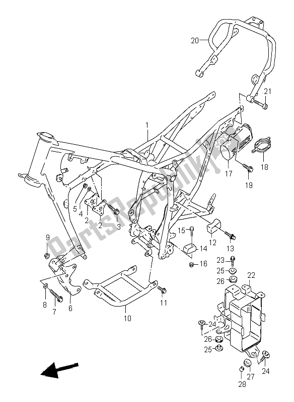 All parts for the Frame of the Suzuki DR 125 SE 2001