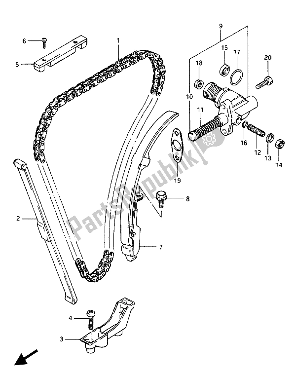 Todas as partes de Corrente De Cam do Suzuki GSX 1100 Esef 1150 EF 1986