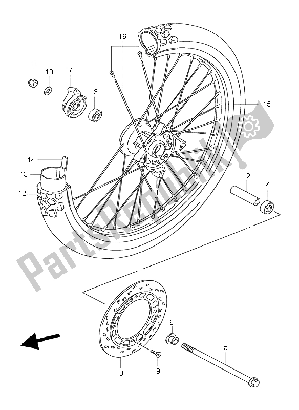 Wszystkie części do Przednie Ko? O Suzuki DR 125 SE 1998