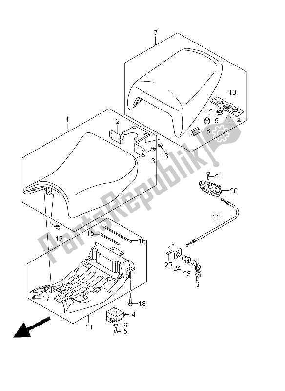 Alle onderdelen voor de Stoel van de Suzuki GSX 1250 FA 2011