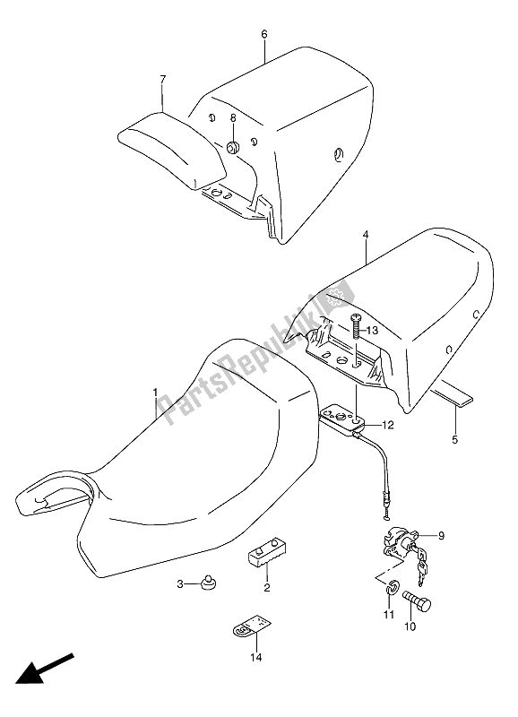 Todas las partes para Asiento de Suzuki GSX 600 FUU2 1990