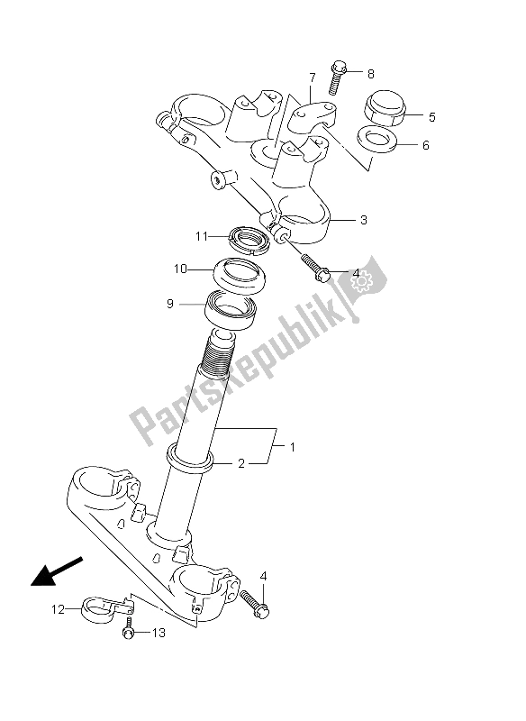 All parts for the Front Fork Bracket of the Suzuki RM 85 SW LW 2012