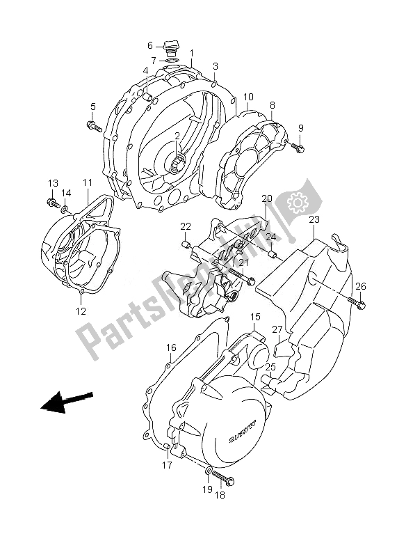 All parts for the Crankcase Cover of the Suzuki GSX 1400Z 2007