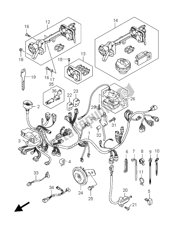 Todas las partes para Mazo De Cables (e71) de Suzuki AN 250 Burgman 2006