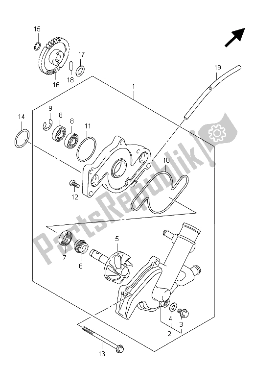 All parts for the Water Pump of the Suzuki SFV 650A Gladius 2012