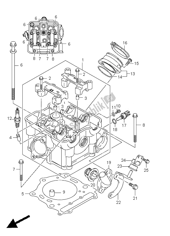 Wszystkie części do G? Owica Cylindra Suzuki LT A 750 XPZ Kingquad AXI 4X4 2010