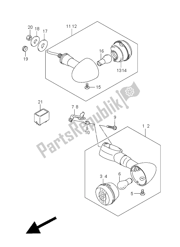 All parts for the Turn Signal Front & Rear Lamp of the Suzuki VZ 800Z Intruder 2008