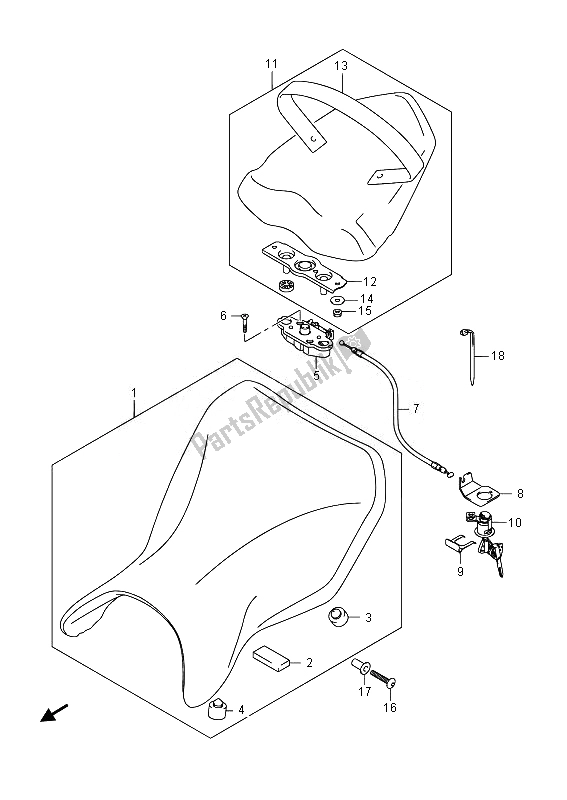 All parts for the Seat of the Suzuki GSR 750A 2014