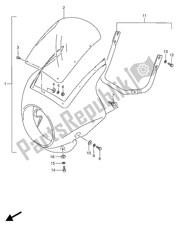 All parts for the Cowling (optional) of the Suzuki VX 800U 1994