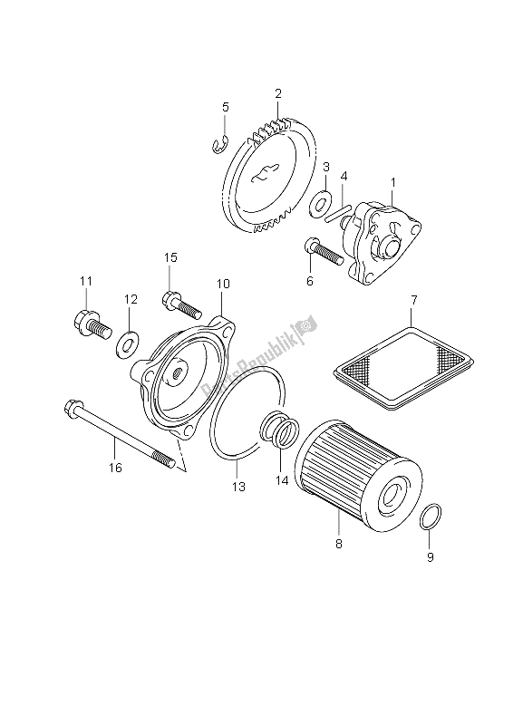 All parts for the Oil Pump of the Suzuki LT F 250 Ozark 2009