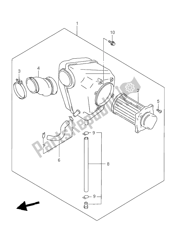 All parts for the Air Cleaner of the Suzuki GZ 250 Marauder 1999