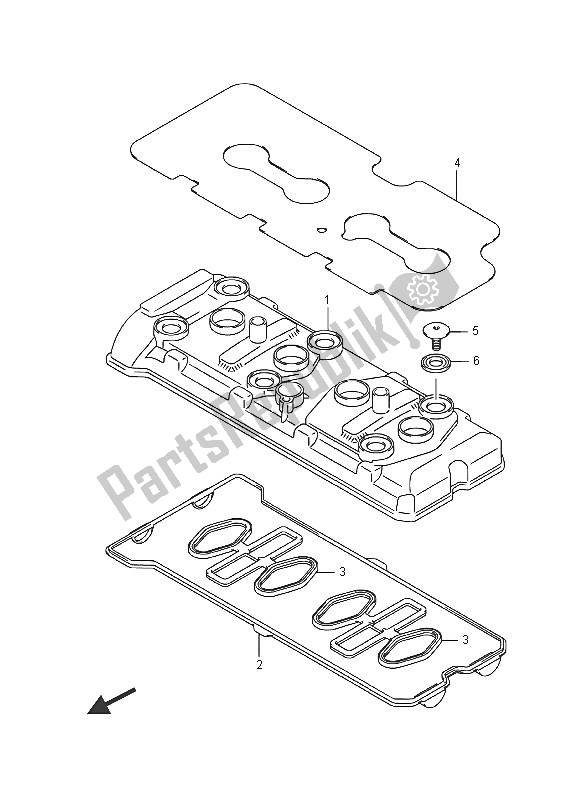 All parts for the Cylinder Head Cover of the Suzuki GSX R 750 2016