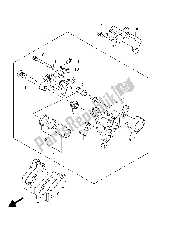 All parts for the Rear Caliper of the Suzuki RM Z 250 2010