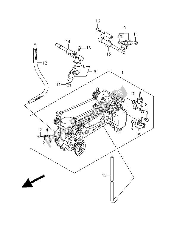 All parts for the Throttle Body of the Suzuki SFV 650A Gladius 2010