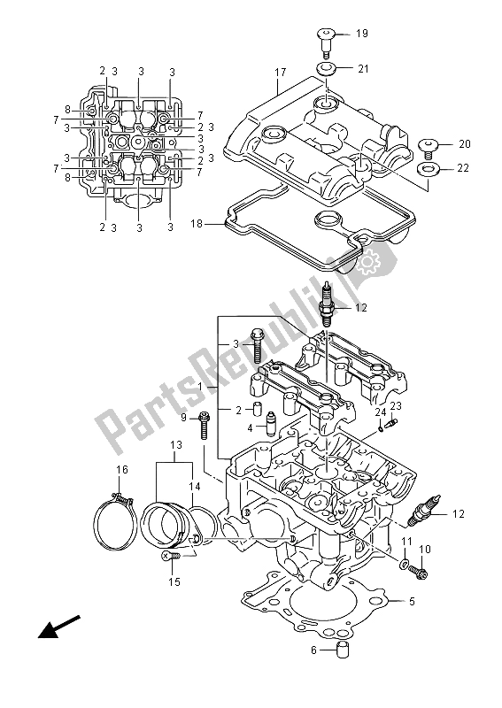 Tutte le parti per il Testata (posteriore) del Suzuki SFV 650A Gladius 2015