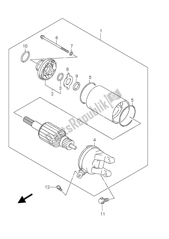 All parts for the Starting Motor of the Suzuki UH 125 Burgman 2009