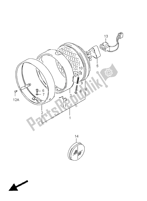 All parts for the Headlamp (e1-e30) of the Suzuki GN 125E 2000