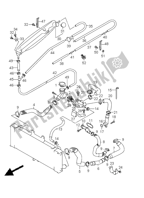 All parts for the Radiator Hose of the Suzuki GSX 650F 2008