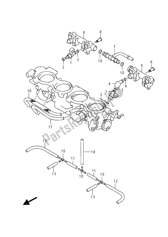 Alle onderdelen voor de Gasklephuis Slang & Koppeling (gsx-r1000uf) van de Suzuki GSX R 1000 2014