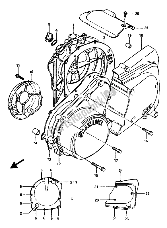 Tutte le parti per il Coperchio Del Carter del Suzuki GSX 1100 1150 Eesef 1985