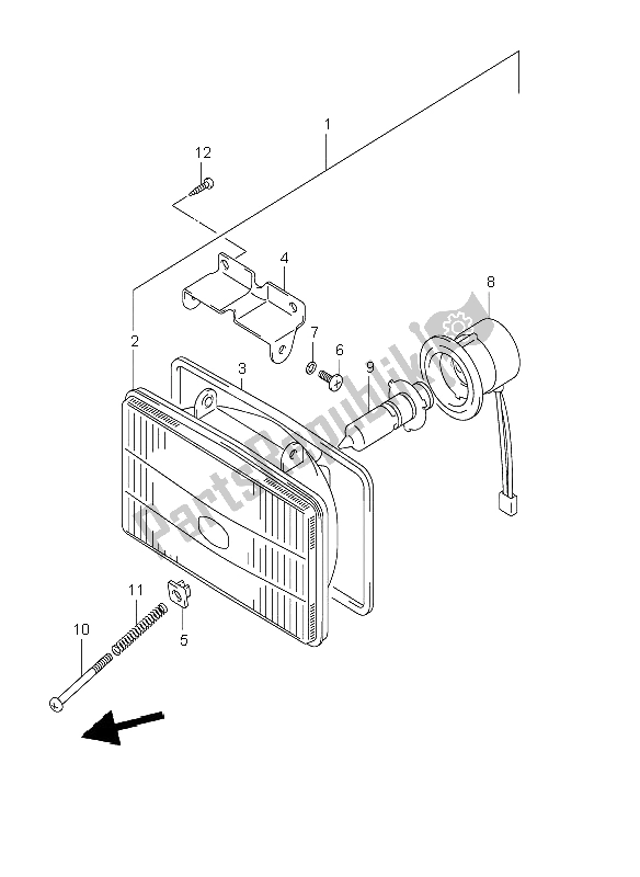 All parts for the Headlamp (e1) of the Suzuki DR Z 400E 2003