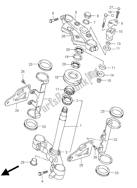 All parts for the Steering Stem (sv1000-u1-u2) of the Suzuki SV 1000 NS 2003