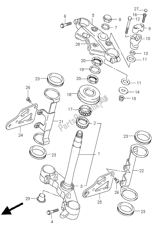 All parts for the Steering Stem (sv1000-u1-u2) of the Suzuki SV 1000 NS 2003