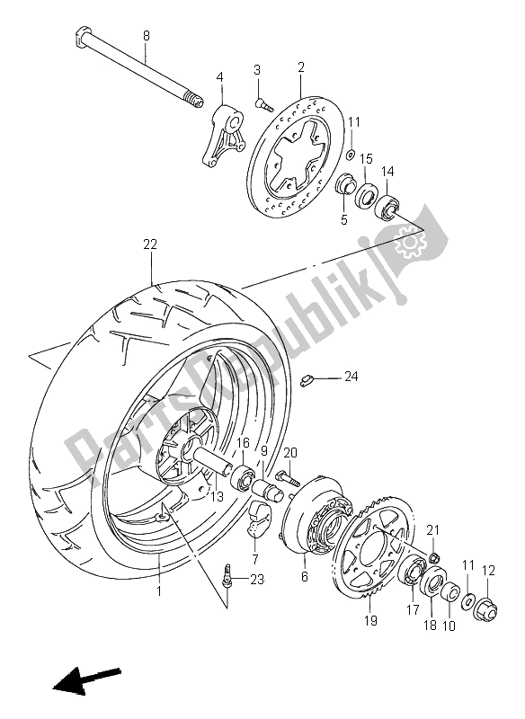 Todas las partes para Rueda Trasera de Suzuki GSX R 1100W 1997