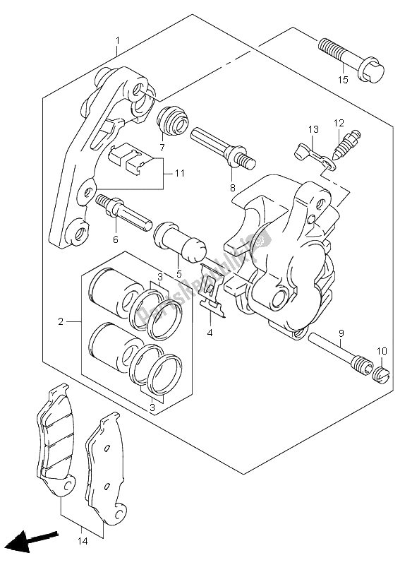 All parts for the Front Caliper of the Suzuki DR Z 400S 2001