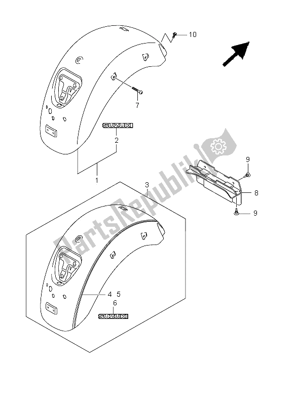 Toutes les pièces pour le Garde-boue Arrière du Suzuki VLR 1800R C 1800 Intruder 2008