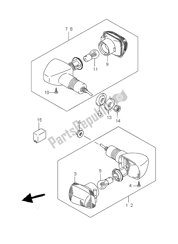 All parts for the Turnsignal Lamp (e2-e19) of the Suzuki GSX 1400Z 2007