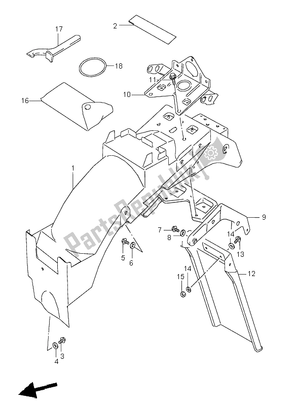 Todas las partes para Guardabarros Trasero de Suzuki GSX 600F 1995