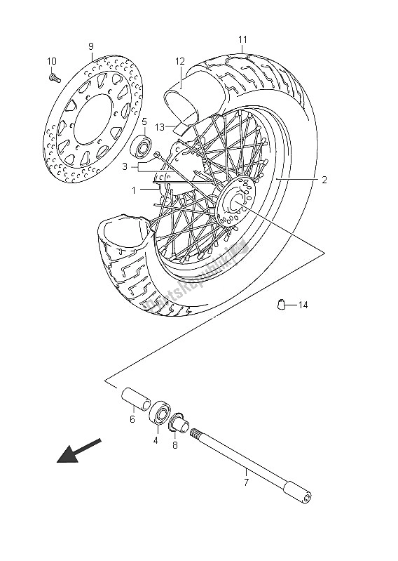 All parts for the Front Wheel (vl800 E19) of the Suzuki C 800 VL Intruder 2011