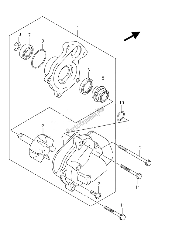 All parts for the Water Pump of the Suzuki UH 125 Burgman 2010