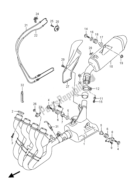 All parts for the Muffler of the Suzuki GSX R 750 2014