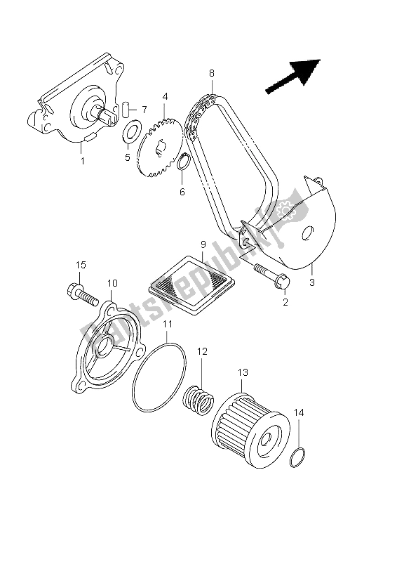 All parts for the Oil Pump of the Suzuki UX 125 Sixteen 2011